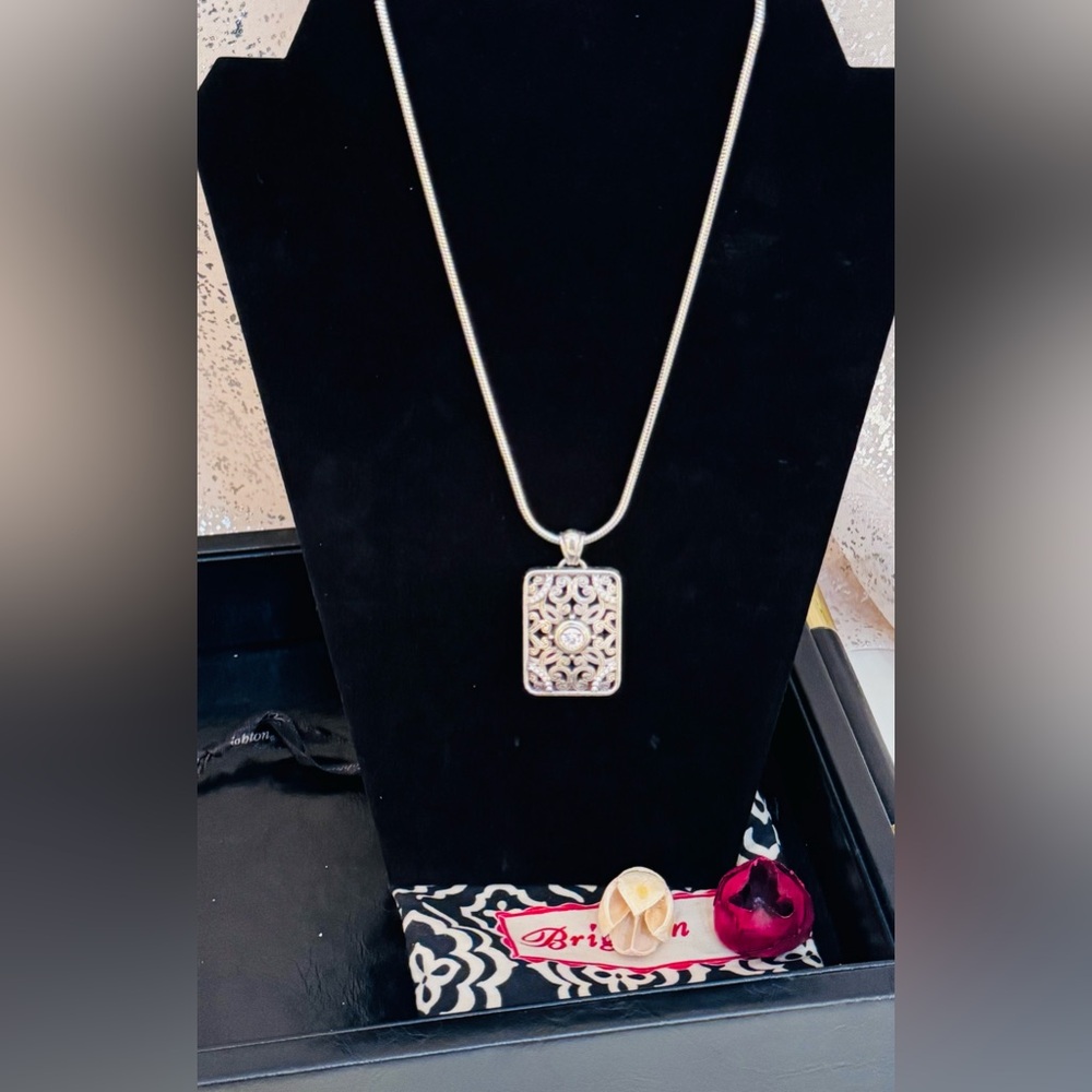 Brighton Rectangle Scroll Silver Pendant Necklace - image 4